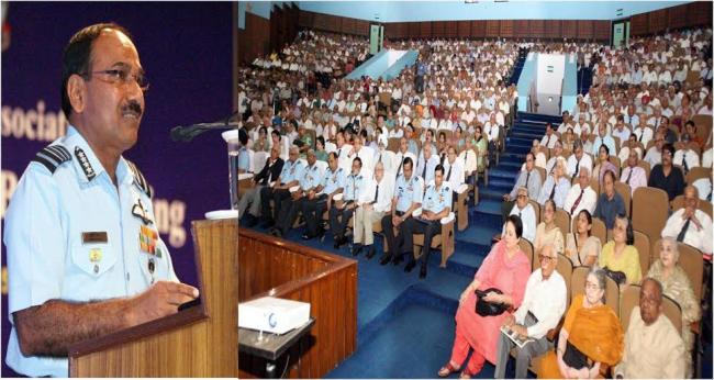 Air Chief Marshal Arup Raha addresses veterans during Air Force Association annual day