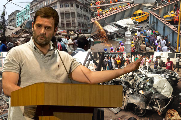 Kolkata flyover collapse : Rahul Gandhi visits site, says no politics involved