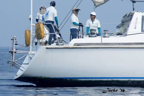 Indian Navy sailing vessel Mhadei Sailing with an all-women crew enters Chennai