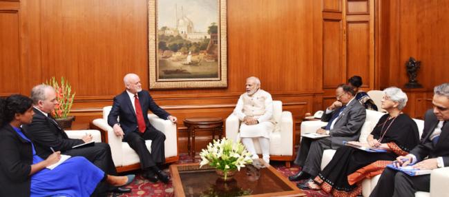 President Elect of the UNGA Peter Thomson meets Modi