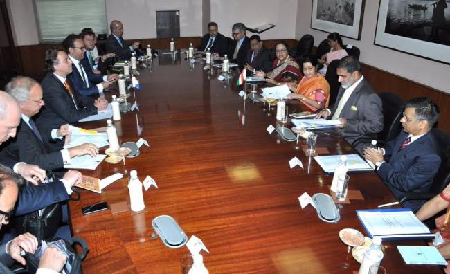 Sushma Swaraj meets Dutch Foreign Minister Bert Koenders