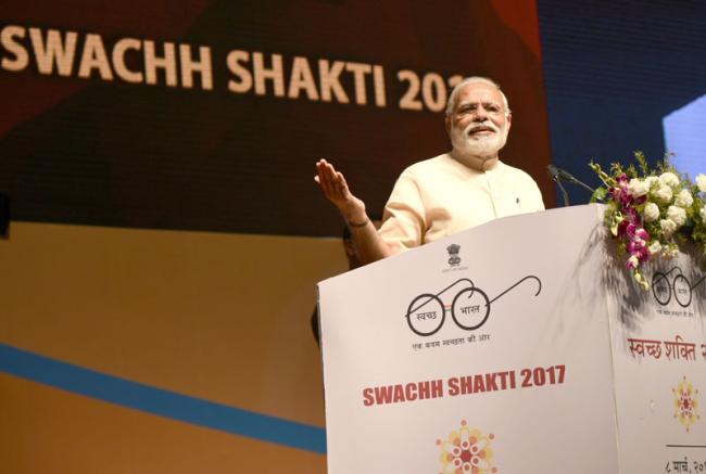 PM addresses Swachh Shakti 2017 â€“ A Convention of Women Sarpanches at Gandhinagar