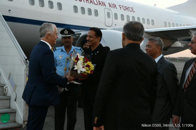 Australian Prime Minister Malcolm Turnbull arrives in India