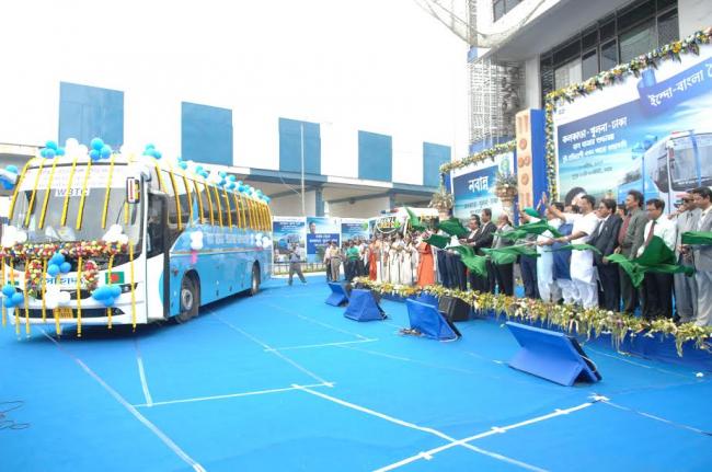 Kolkata- Khulna-Dhaka bus service ceremoniously flagged off from Kolkata today