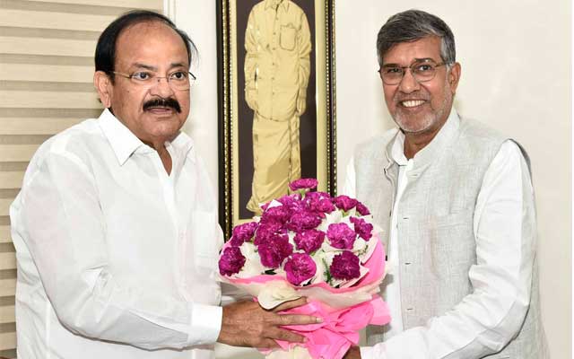 Kailash Satyarthiâ€ meets Vice President M Venkaiah Naidu