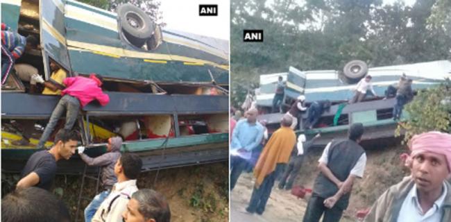 15 school children injured as bus falls off bridge in Chhattisgarh