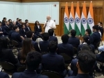 PM Narendra Modi interacts with medal winners and others from the recently concluded Commonwealth Games