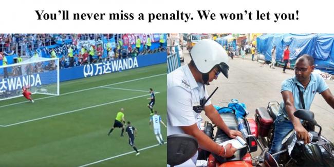 Netizens give thumbs up to Kolkata Police's new meme featuring Messi's WC penalty miss