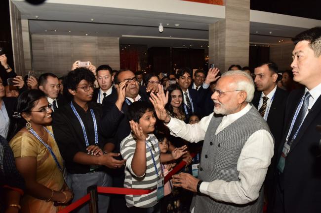 Indian community welcomes Modi to Qingdao 