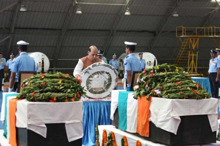 Defence Minister Rajnath Singh pays tribute to air warriors who were victims of AN 32 crash