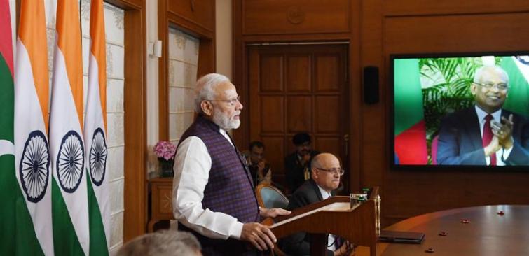 PM Narendra Modi and President of Maldives jointly inaugurate development projects in Maldives via video conference