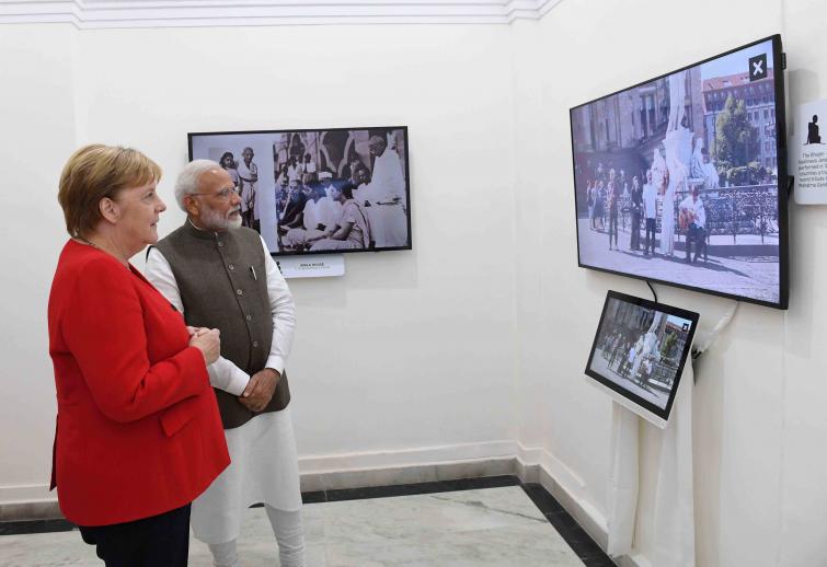 PM Modi visits Gandhi Smriti with German Chancellor Angela Merkel 