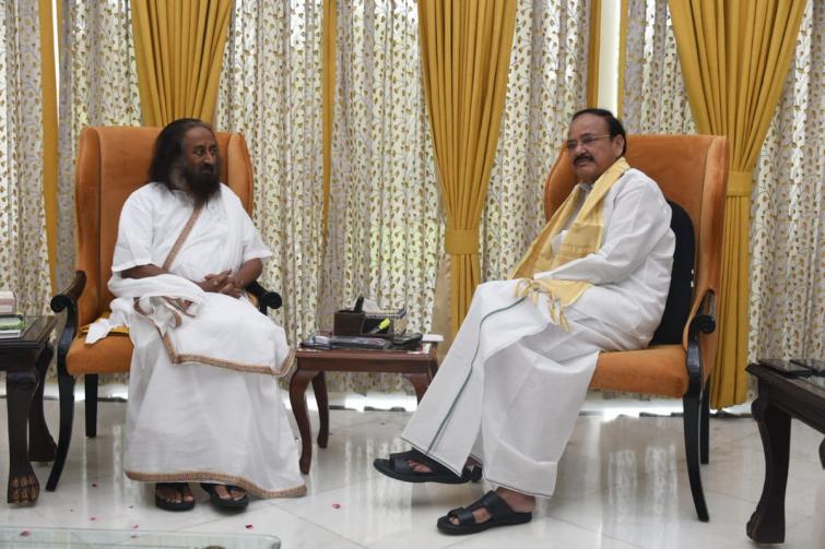 Sri Sri Ravi Shankar calls on the Vice President Naidu