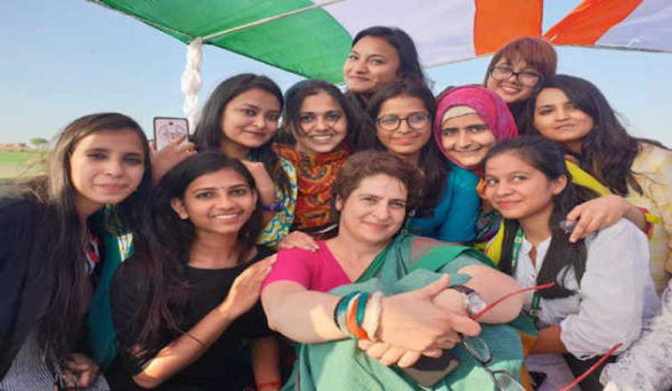 Priyanka Gandhi interacts with Allahabad University students