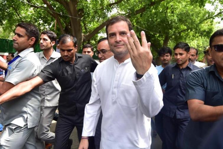 Rahul casts his vote, says love will triumph over hatred