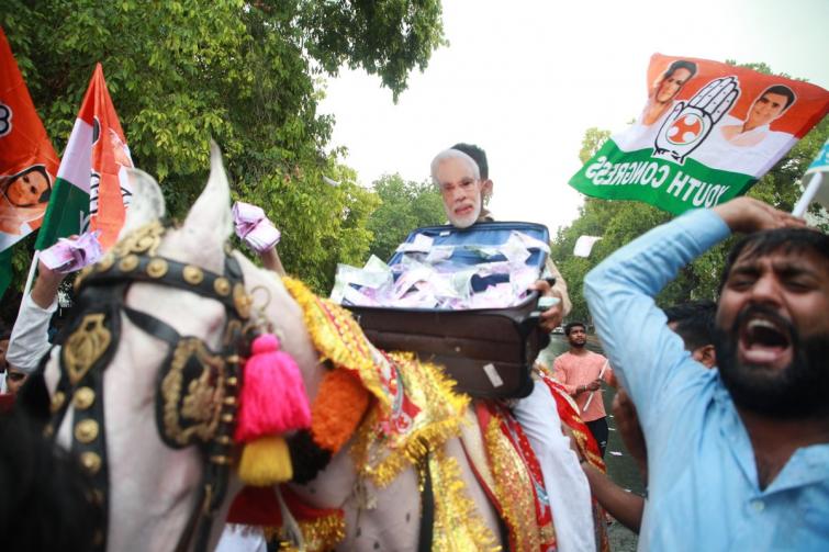 Indian Youth Congress holds protest march in Delhi against BJP