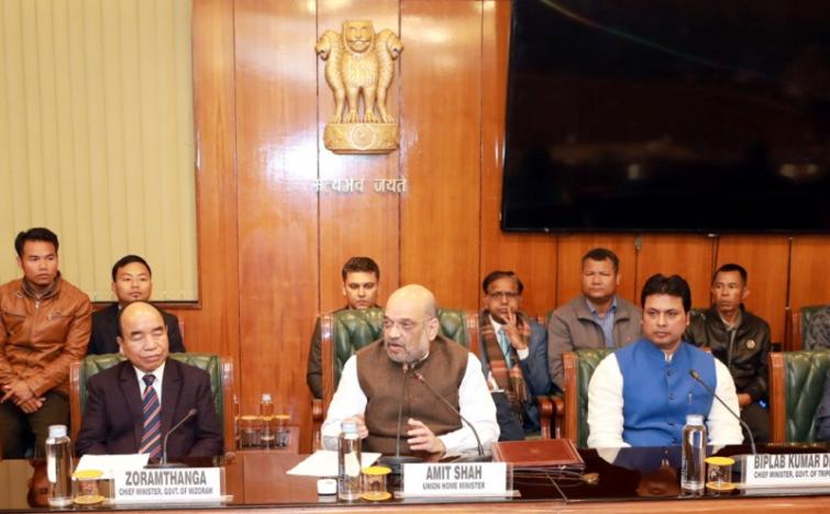 Amit Shah presides over signing of agreement to end the Bru-Reang Refugee Crisis