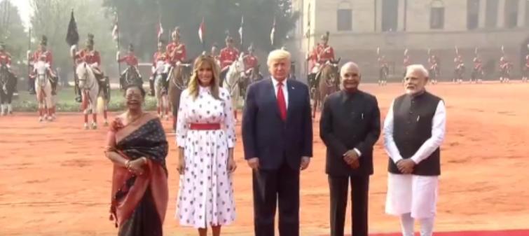 Donald Trump receives ceremonial welcome at Rashtrapati Bhavan ahead of bilateral talks