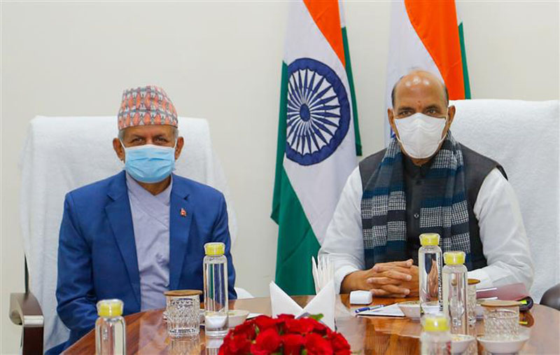 Nepal Foreign Minister Pradeep Kumar Gyawali meets Indian Defence Minister Rajnath Singh