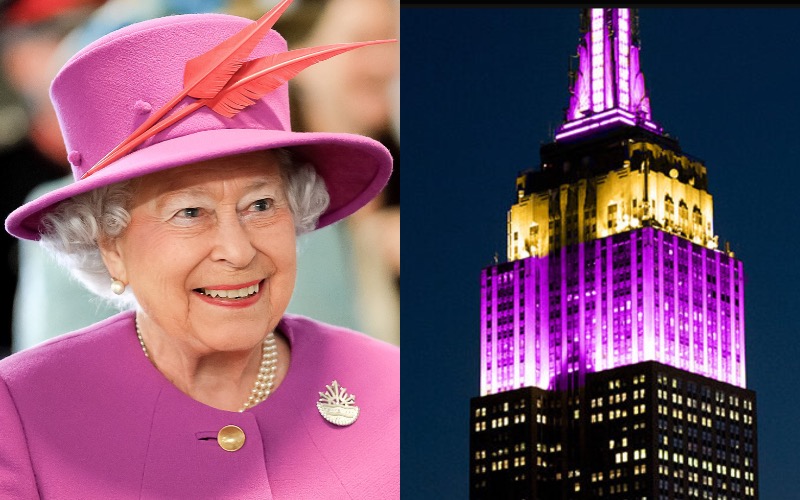 Empire State building gleams in purple and gold for Queen Elizabeth Jubilee