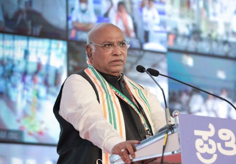 Congress chief Mallikarjun Kharge arrives in poll-bound Madhya Pradesh