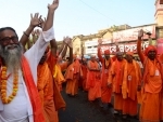 Sadhus hit Kolkata streets in protest against Mamata Banerjee's attack on Kartik Maharaj