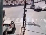 Caught on camera, speeding car evades signal, hits another before flipping multiple times