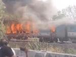 Massive fire breaks out at three coaches on Taj Express train in Delhi, no injuries reported