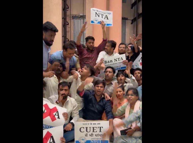 NEET paper leak: Congress's students' wing storms NTA head office in Delhi, locks it from inside