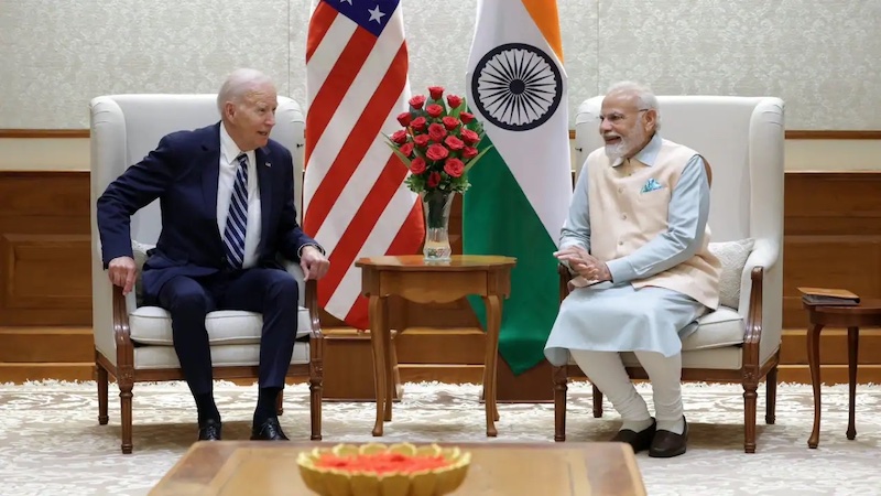 A file photo of Modi Biden meeting courtesy PIB