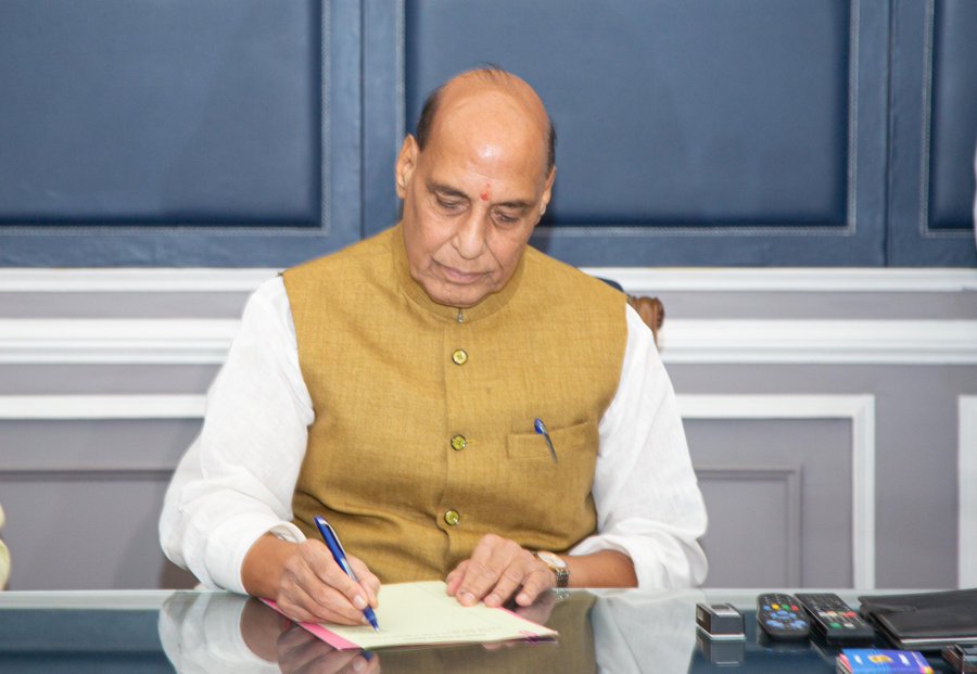 Rajnath Singh assumes charge as Indian Defence Minister for consecutive term