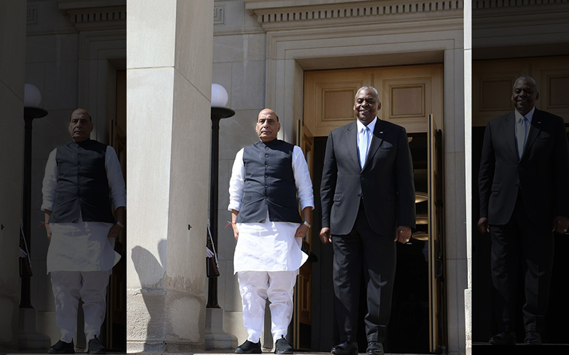 Rajnath Singh discusses bilateral defence cooperation with US Secretary of Defense Lloyd Austin