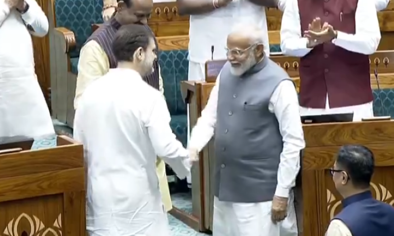 PM Modi, Rahul Gandhi shaking hands ranks top among visuals from Lok Sabha Speaker election proceedings