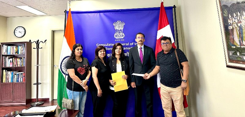 Bengali community in Toronto submits a petition to Consul General Siddhartha Nath in his office demanding justice for RG Kar victim.