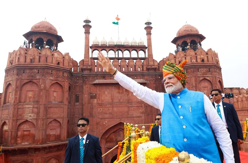 Narendra Modi at Red Fort on Independence Day this year 