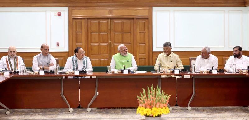 Modi during a meeting with BJP allies 