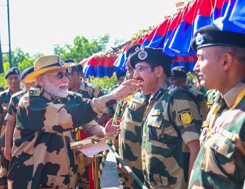 Modi with soldiers on Diwali 2024 