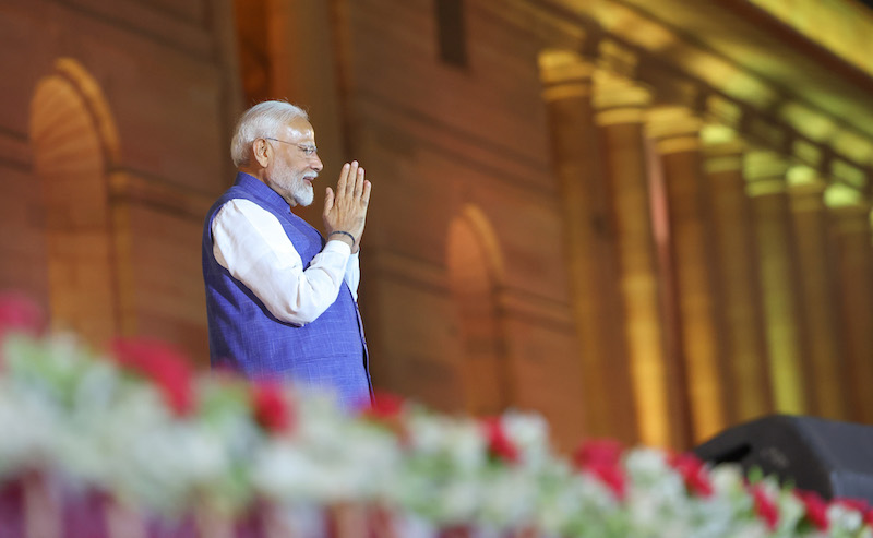 PM Modi at the swearing-in ceremony at Rashtrapati Bhavan, in New Delhi on June 09, 2024.