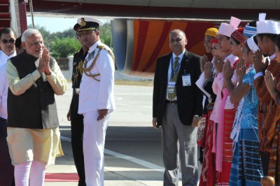 Modi lands in "beautiful" Myanmar for ASEAN-EAS summit
