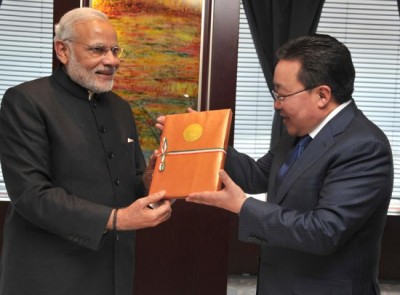 Modi presents 13th century manuscript to Mongolian President