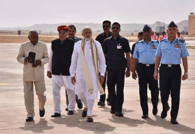 Narendra Modi reaches Rajasthan