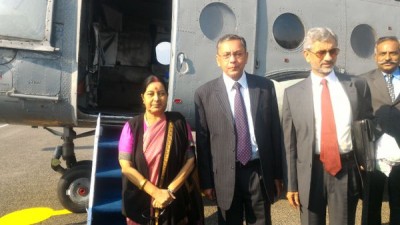 Sushma Swaraj leaves Nepal