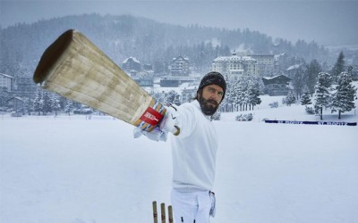 Ranveer battles it out for 'Do Guna Lagan' at a game of ice cricket in St.Moritz