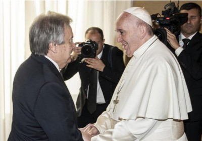 Stand for peace and harmony says Guterres, following meeting with Pope Francis