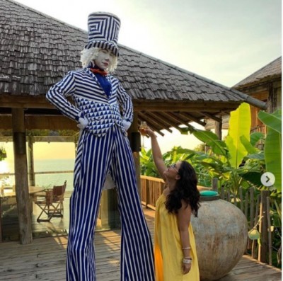 Kajol raises toast to clown-like tall man, shares image on social media