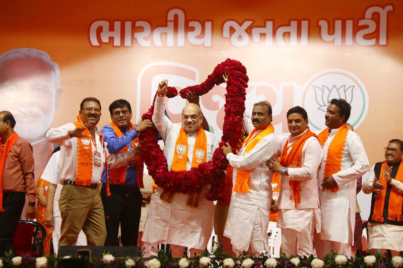 Amit Shah addresses election rally in Ahmedabad