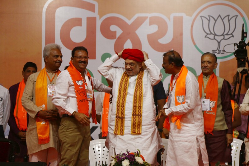 Amit Shah addresses election rally in Ahmedabad