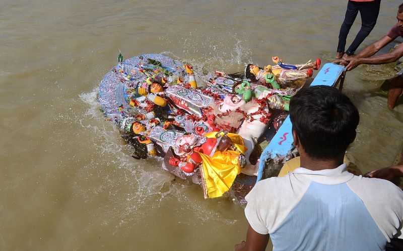 Adieu Maa Durga: Glimpses of idol immersion in Kolkata