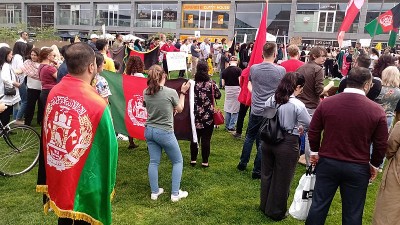 Germany: Protesters shout anti-Taliban slogans near Swiss Consulate in Munich