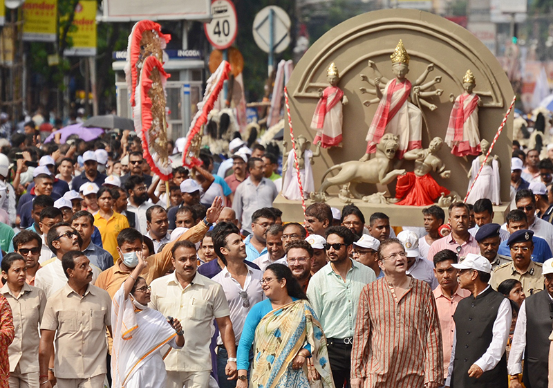 Moments from Mamata Banerjee's mega rally in Kolkata thanking UNESCO for Durga Puja tag